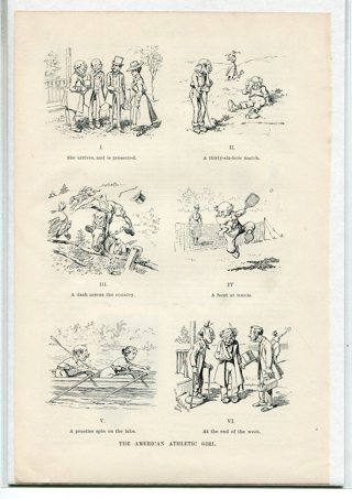 1899 Harpers Monthly "The American Athletic Girl" Comic Art