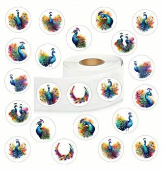 ↗️⭕(10) 1" BEAUTIFUL PEACOCK STICKERS!! (SET 2 of 3)