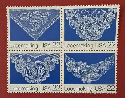 One Block of 4 Mint .22 Lace US Postage Stamps