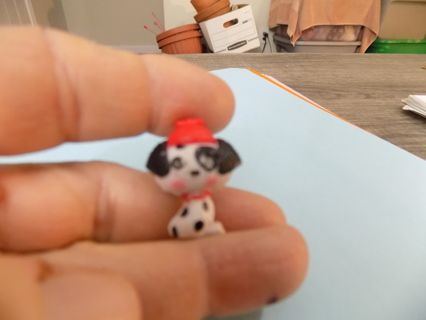 1 inch dalmation dog puppy in red hat pvc