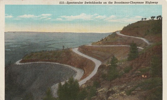 Vintage Used Postcard: b: Switchbacks, Colorado Springs, CO