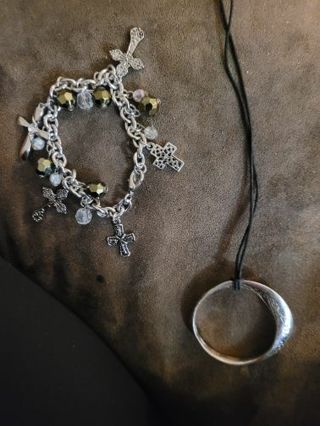 A CROSS BRACELET AND NECKLACE