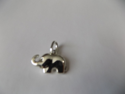 Silver plated solid elephant charm  1inch on thick link