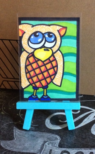 Parker the Owl original drawing aceo