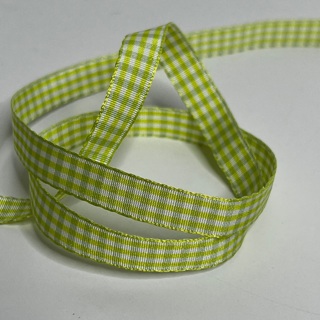 Green & White Check 3/8” Wide Ribbon