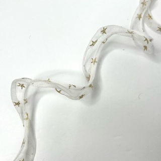 White Sheer Gold Stars Ruffle Trim Ribbon Sash 