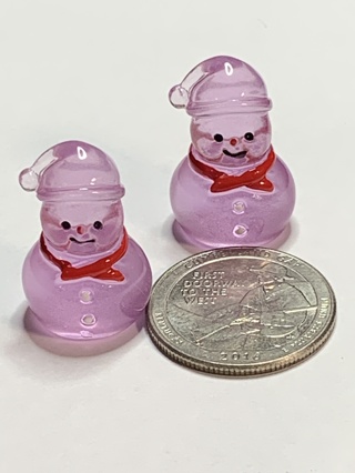 ☃SNOWMEN~#3~PURPLE~SET OF 2 SNOWMEN~GLOW IN THE DARK~FREE SHIPPING☃