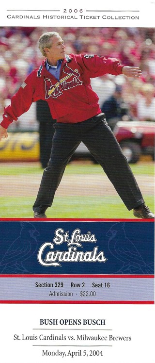 2006 St. Louis Cardinals Historical Ticket Collection Bush Opens Busch Issued 6/23/06