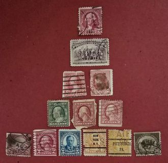 Lot of 13 Used Vintage US Postage Stamps