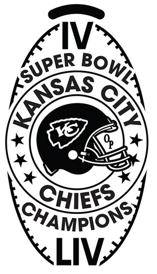 KANSAS CITY CHIEFS SUPERBOWL CHAMPIONS IV & LIV Elongated Cent for on a NICKEL (not Penny)!!!