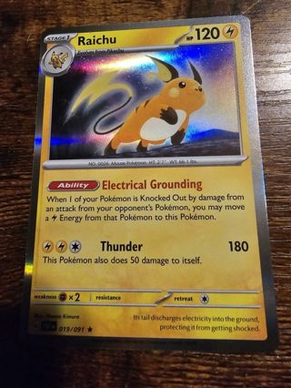 Pokemon Raichu holo rare card 019/091