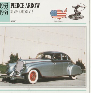 Classic Cars 6 x 6 inches Leaflet: 1933-1934 Pierce Arrow Silver Arrow V12