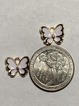 BUTTERFLY CHARMS~#30~WHITE~SET OF 2~FREE SHIPPING!