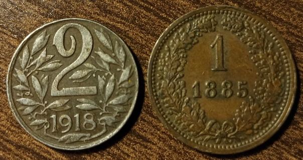 1885 & 1918 Austrian Old Coins Full bold dates!