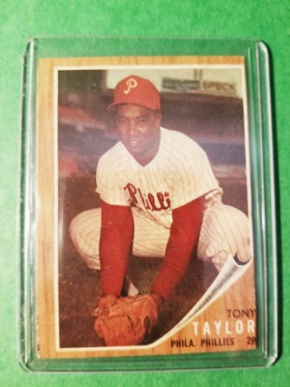 1962 - TOPPS EXMT - NRMT BASEBALL - CARD NO. 77 - TONY TAYLOR - PHILLIES