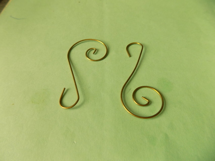 Pair of goldtone spiral wire ornament hangers # 2