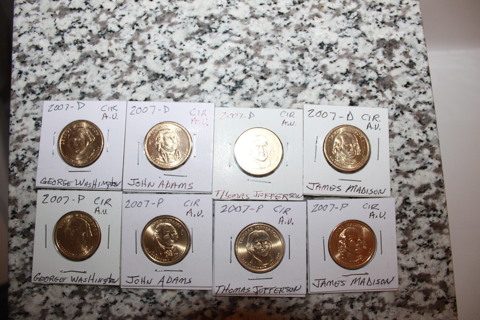  1ST SET OF 2007 PRESIDENTIAL DOLLAR COINS