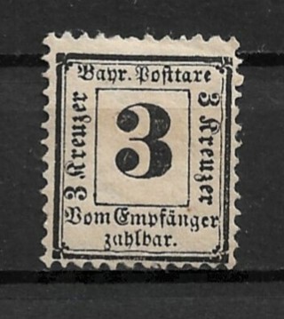 1870 Bavaria ScJ3 3Kr Postage Due MHR