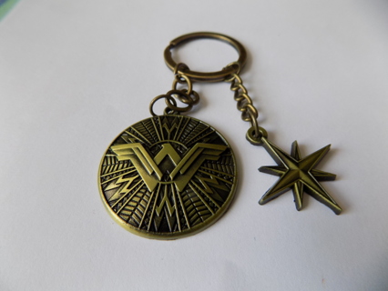 DC Comics Wonder Woman Brass Shiek metal keychain, purse charm & 8 point star charm