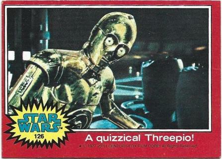 1977 STAR WARS A QUIZZICAL THREEPIO CARD