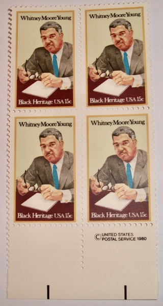 Scott #1875, Whitney Moore Young, Pane of 4 Useable 15¢ US Postage Stamps