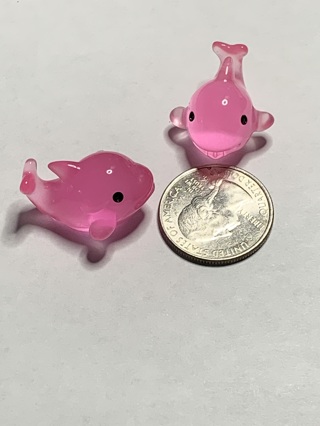 DOLPHINS~#3~DARK PINK~SET OF 2~GLOW IN THE DARK~FREE SHIPPING!