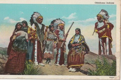 Vintage Unused Postcard: Pre Linen: Oklahome Indians