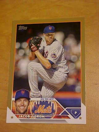 2023 Jacob DeGrom Topps Gold Boarder Baseball Card #48, Numbered 0318/2023, New York Mets