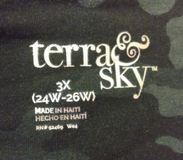 Terra &Sky High Rise Fitted Black Camo Leggings 3x