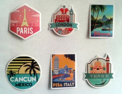 Six Destination Vinyl Stickers #2