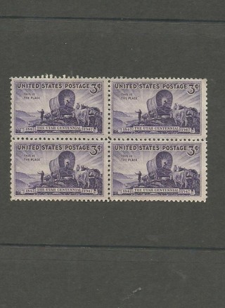 1947 3c Utah Centennial Stamp Block