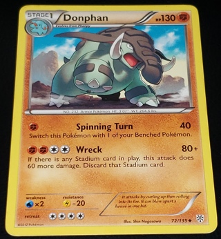 ⚡ Pokemon Card Donphan 72/135 ⚡ 130 HP BW Plasma Storm Uncommon