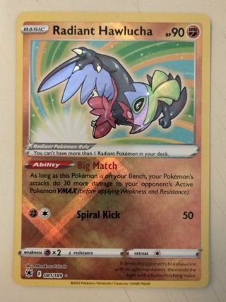 Radiant Hawlucha 081/189 rare holo nm pokemon