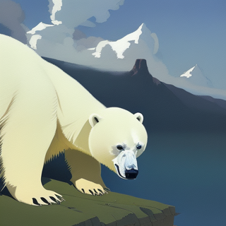 Listia Digital Collectible: Polar Bear crouching down on rock