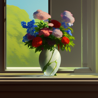 Listia Digital Collectible: Flowers in window with glass vase