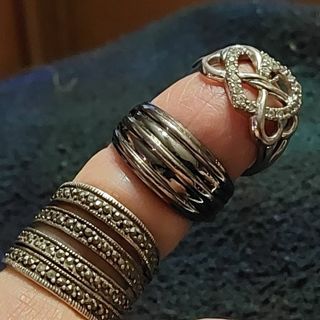 3 vintage sterling silver rings sizes 7/8