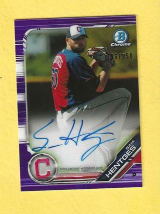 2019 Bowman Chrome Sam Hentges Autograph Purple Refractor Auto 196/250