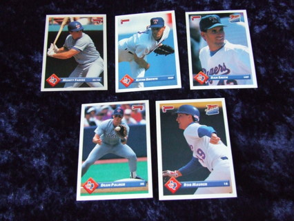 1993 Texas Rangers Team Donruss Card Lot of 5