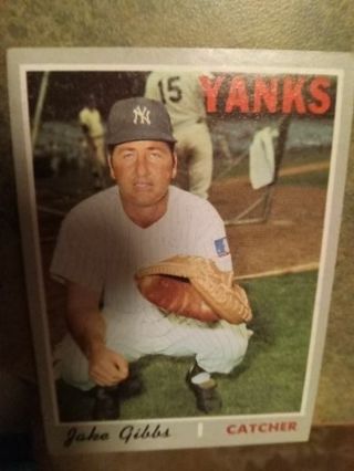 1970 T.C.G. JAKE GIBBS NEW YORK YANKEES BASEBALL CARD# 594