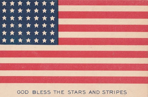Vintage Unused Postcard: Pre Linen: God Bless The Stars and Stripes