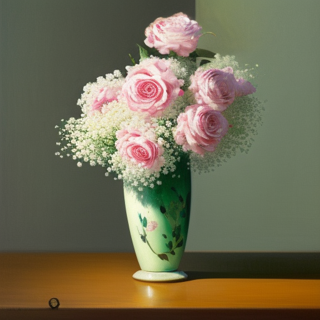 Listia Digital Collectible: Pink Rose Bouquet In Classy Vase