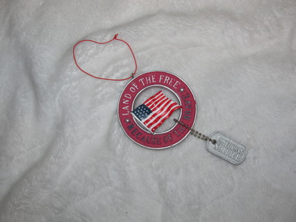 American Soldier Land of the Free Christmas Tree Ornament