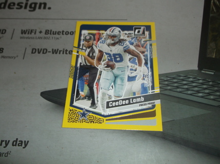 nfl  2023 Donruss   CeeDee Lamb  Yellow Press Proof  Card  #  72  dallas  Cowboys