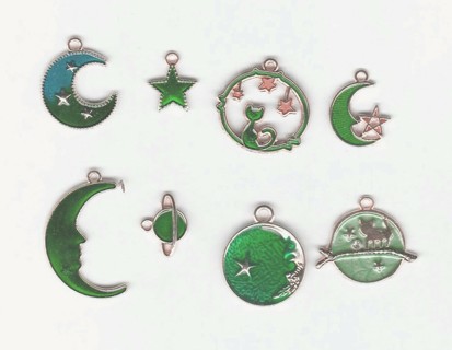 8pc GP ENAMEL MIXED GREEN CHARMS (PLEASE READ DESCRIPTION