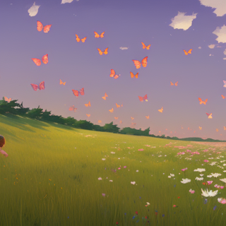 Listia Digital Collectible: Butterflies over a field of flowers