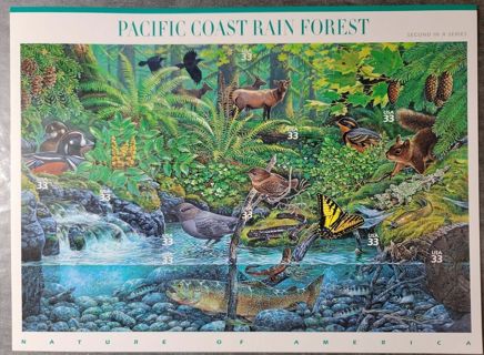 Scott #3378 Pacific Coast Rain Forest (Nature Series) Sheet of 10 Stamps - MNH