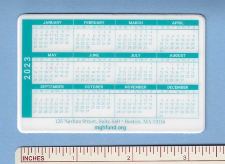 2023 Calendar - Wallet Size - 12 months - from Mass General Hospital (L25)