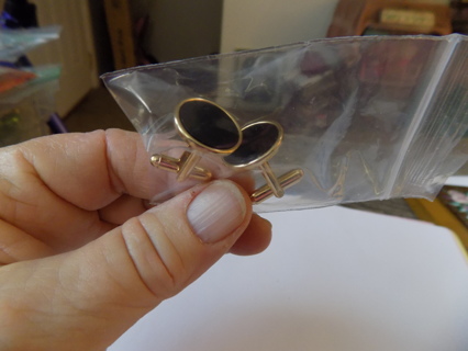 black enamel goldtone cufflinks