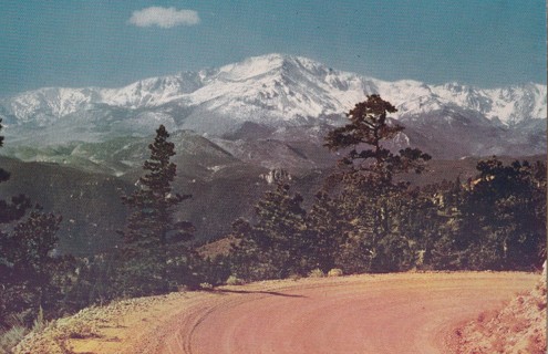 Vintage Unused Postcard: y: Snow Covered Pike Peak, CO