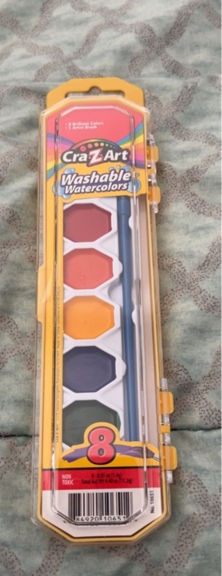 New: CRA-Z-ART 8 Long Lasting Washable Water Colors w/Brush!! One of Many Back-To-School Auctions